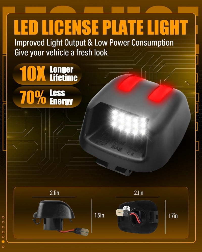 LESAUCE LED License Plate Light For Nissan Frontier Armada Titan Xterra, Suzuki Equator Pickup Truck, 18 SMD 6500K White Red U-shaped Tag Light, Pack of 2 - Image 3